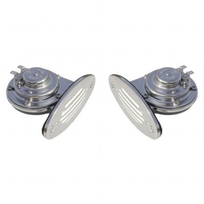 Schmitt Marine Mini Stainless Steel Dual Drop-In Horn w/Stainless Steel Grills High & Low Pitch