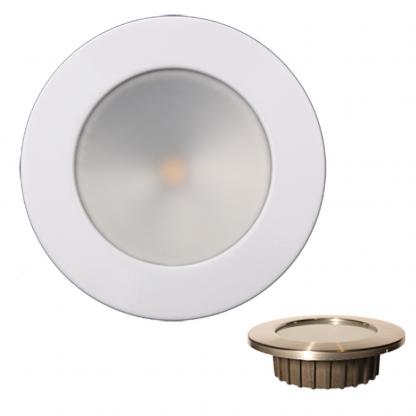 Lunasea Gen3 Warm White, RGBW Full Color 3.5” IP65 Recessed Light w/White Stainless Steel Bezel - 12VDC