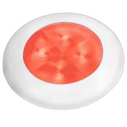 Hella Marine Red LED Round Courtesy Lamp - White Bezel - 24V