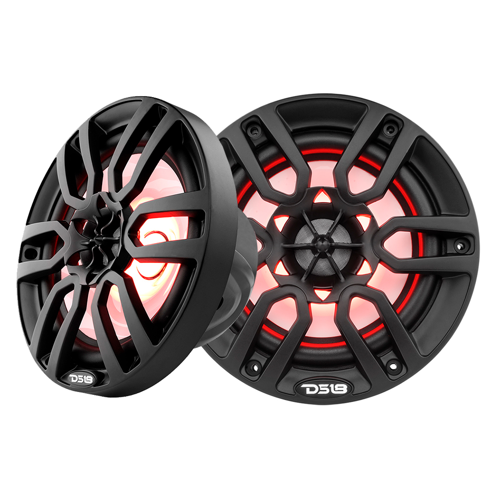 DS18 HYDRO 6.5" 2-Way Marine Speakers w/RBG LED Lights 300W - Matte Black DS18 HYDRO 6.5" 2-Way Marine Speakers w/RBG LED Lights 300W - Matte Black