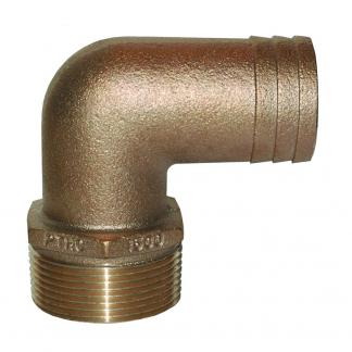 GROCO 1-1/2" NPT x 1-1/2" ID Bronze 90 Degree Pipe to Hose Fitting Standard Flow Elbow