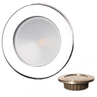 Lunasea “ZERO EMI” Recessed 3.5” LED Light - Warm White, Blue w/Polished Stainless Steel Bezel - 12VDC