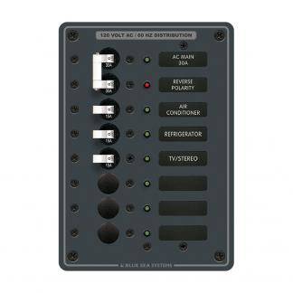 Blue Sea 8027 AC Main +6 Position Breaker Panel - White Switches