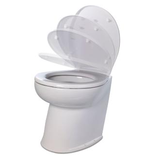 Jabsco Deluxe Flush 17" Angled Back 24V Raw Water Electric Marine Toilet w/Remote Rinse Pump & Soft Close Lid