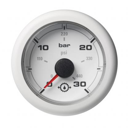 Veratron 52MM (2-1/16") OceanLink Transmission Oil Pressure Gauge - 30 Bar/440 PSI - White Dial & Bezel