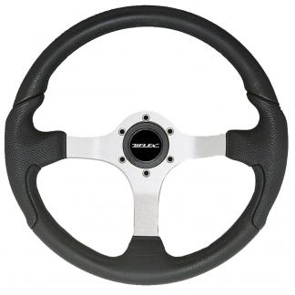 Uflex Nisida Steering Wheel 13.8" - Black Polyurethane Grip w/Black Aluminum Spokes