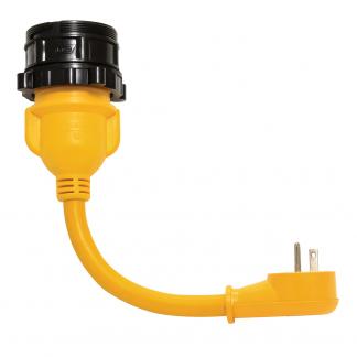 Camco PowerGrip Locking Adapter - 15A/125V Male to 30A/125V Female Locking