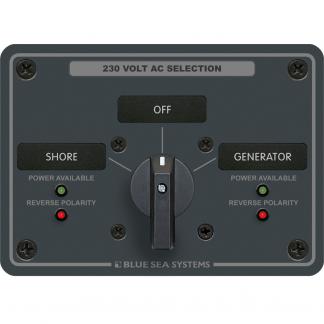 Blue Sea 8359 AC Rotary Switch Panel 30 Ampere 2 Positions + OFF, 2 Pole