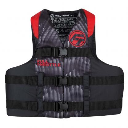 Full Throttle Adult Nylon Life Jacket - 4XL/7XL - Red/Black